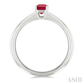 6x4 MM Octagon Shape Ruby Precious Solitaire Ring in 14K White Gold